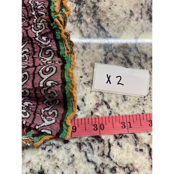Womens Rectangle Scarf Multicolor Crinkle Cotton White Green Orange Floral Boho - Picture 6 of 7